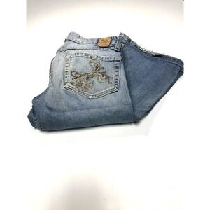 womens bke flared faded blue jeans size 8